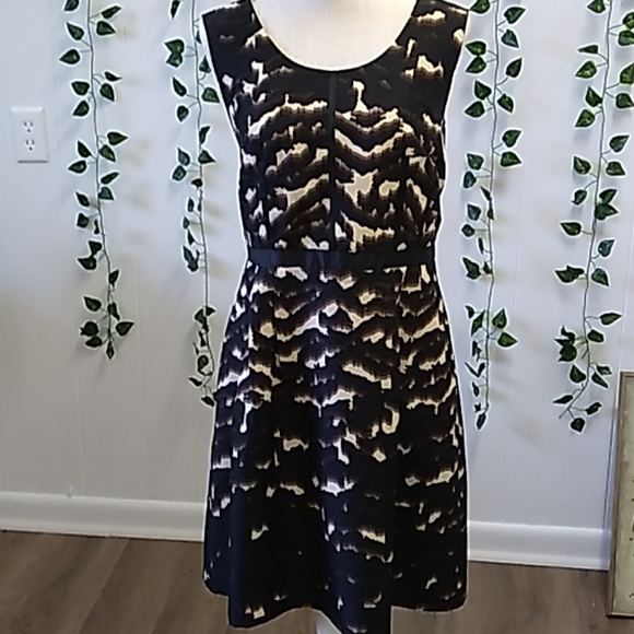 Oleg Cassini Dress sz 14 Black/ Taupe / Brown... - Picture 2 of 16